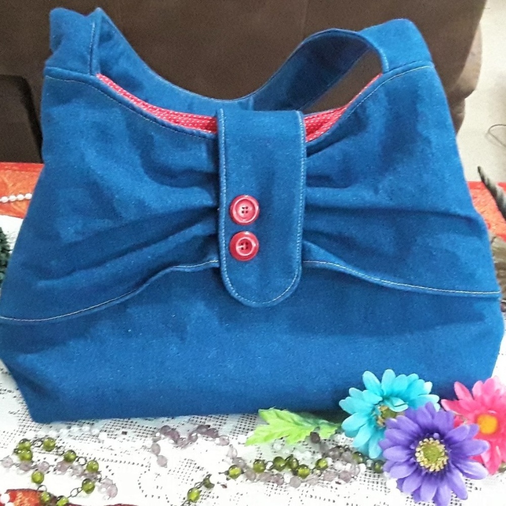 Super FUN! Ginger Snap Denim Red Polka Dot Purse